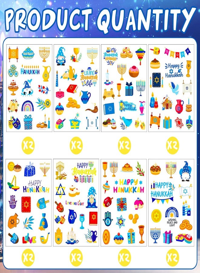 JULMELON 240 PCS Happy Hanukkah Stickers, Assorted Dreidels Menorah Candles Chanukah Stickers for Hanukkah Party Favors Chanukah Gifts Crafts - Image 3